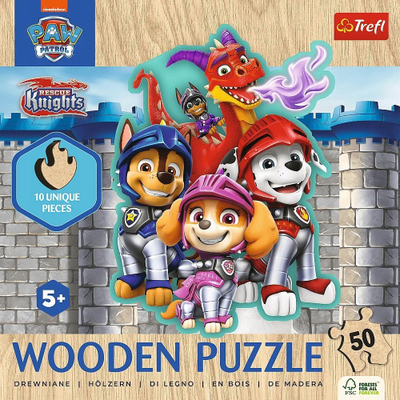 Puzzle druri Trefl Wooden Puzzle Junior 50 Paw Patrol, 50 copa, shumëngjyrësh