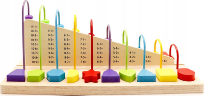 Lodër edukative Ecotoys Abacus Blocks Numbers, abakus druri, numra dhe forma gjeometrike, shumëngjyrëshe