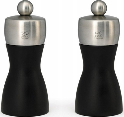 Set mulli kripë edhe piper Peugeot Fidji, mekanizëm me rregullim, stil elegant, i zi