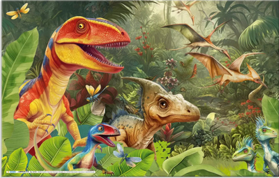 Mbrojtëse tavoline HERMA Dino World, 55 x 35 cm, set 3 copë, shumëngjyrëshe