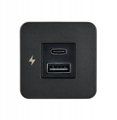 Prizë karikimi detare Scanstrut TILE, USB A USB C, 12V 24V, kornizë e zezë