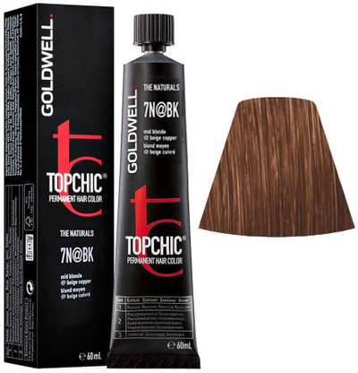 Bojë flokësh Goldwell Topchic Elumenated Naturals 7N@BK, 60ml, medium blonde beige bakër
