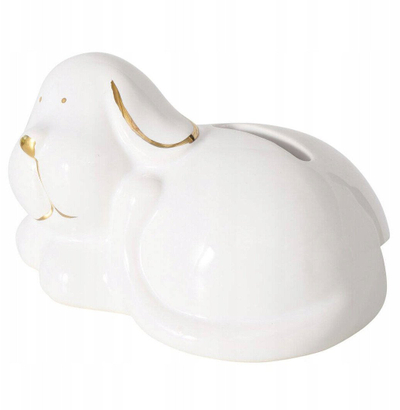 Kasafortë dekorative Boltze qen qeramike, 7cm, hape, e bardhë
