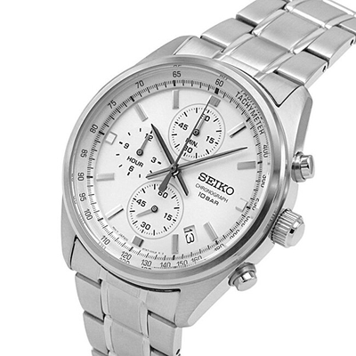 Orë dore për meshkuj Seiko Chronograph SSB375, e argjendtë