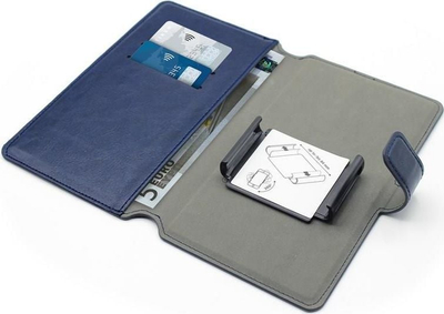 Kapak portofol telefoni Puro Universal Wallet XXL, universal, lëkurë eco, blu