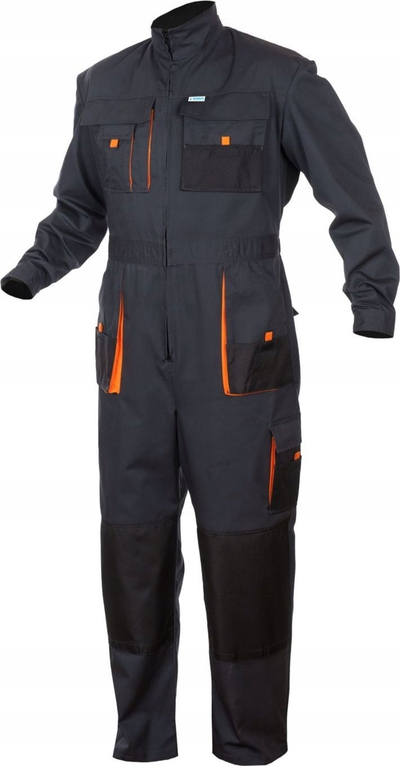 Kombinezon pune Sara Workwear King, material poliester‑pambuk 245 g/m², me plot xhepa, grafit me inserte portokalli