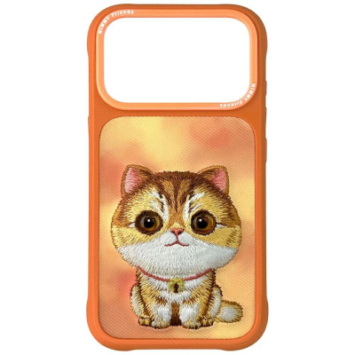 Kapak telefoni Nimmy Big Eyed Pet 2.0 Cat për iPhone 17 Pro, mace portokalli