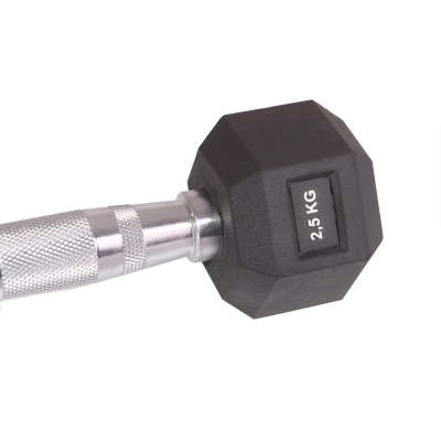 Shtangë dore Eb Fit Hex Rubber, 2.5 kg, gize, e zezë