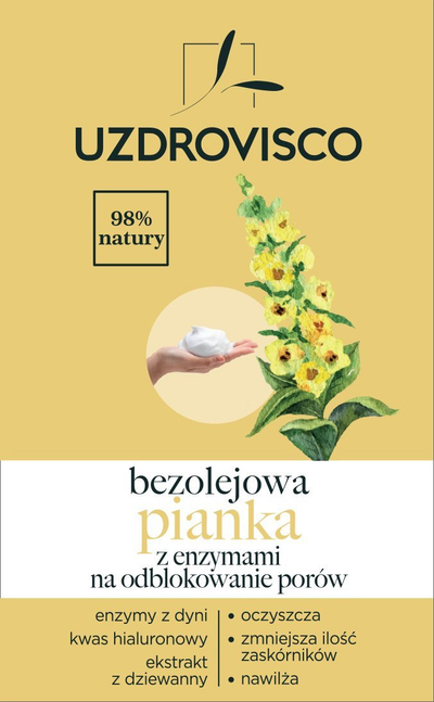 Shkumë pastruese fytyre Uzdrovisco Oil-Free, me enzima dhe acid hialuronik, 150 ml