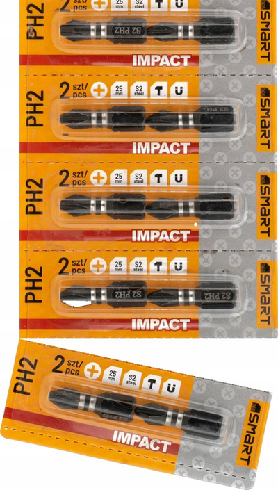 Set biti SMART365 Impact PH2 SM-29-PH2025, 25mm, 2 copë, i zi