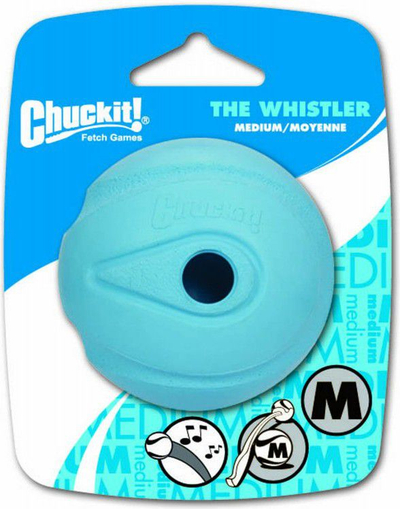 Lodër top gome për qen Chuckit Whistler Ball Medium, 2.5", për qen 20–60 lb, ngjyra të përziera