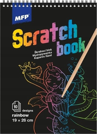 Set kartona gërvishtës MFP Rainbow Scratch Card, 26x19 cm, 10 fletë, shumëngjyrësh