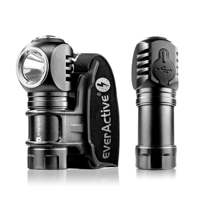 Fener koke dhe dore EverActive FL-55R Dripple, 500 lumens, i rikarikueshëm, i zi
