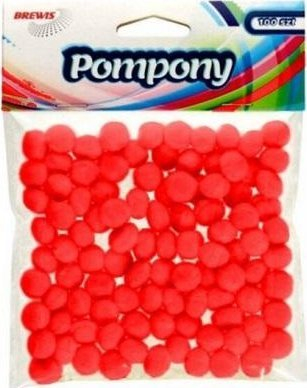 Pompone dekorative Brewis, 10 mm, 100 copa, të kuqe