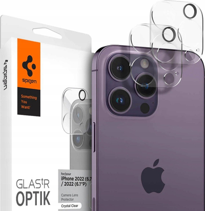 Mbrojtës kamere Spigen Optik.tr për Apple iPhone 14 Pro 14 Pro Max, xham i temperum, me dukshmëri të lartë, transparent