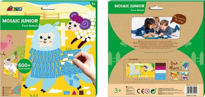 Set mozaikësh për kalamoj Fat Brain Toys Mosaic Junior Kafshët e fermës, punime me dorë, mosha 3 7 vjeç, shumëngjyrësh