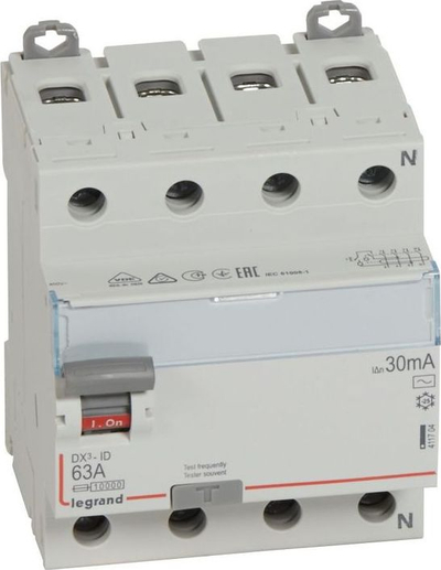 Pajisje diferenciale Legrand DX3 ID 4117, 63A, 30mA, 3-polare