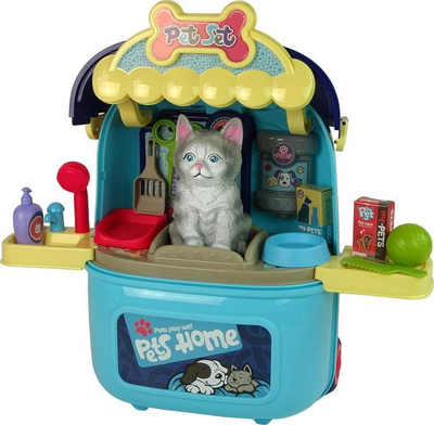 Set lojërash Lean Sport Pet Set, sallon kujdesi për mace, valixhe me rrota, blu