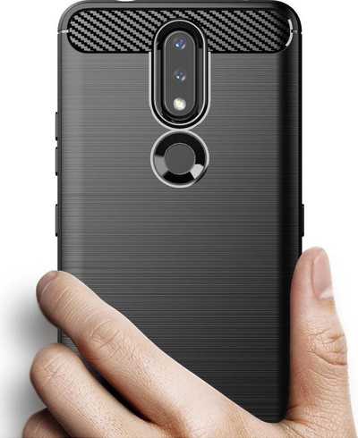 Mbrojtëse telefoni Hurtel Carbon Case Nokia 2.4, TPU i butë, me relief karboni, ngjyrë e zezë
