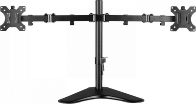 Mbajtëse dopio për monitorë V7 Dual Desktop, me ngritje-lëshim në lartësi, bazë tavoline, e zezë
