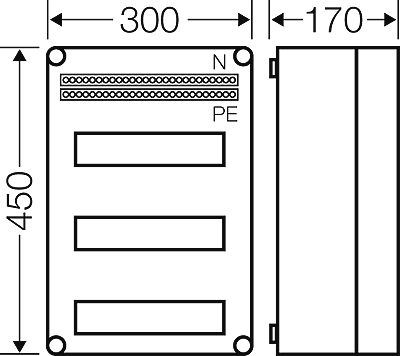 Kuti shpërndarëse modulare Hensel Mi 81336, 3x12 module, IP65, gri