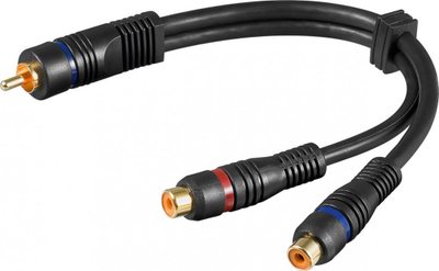 Kabllo audio ndarëse Wentronic Goobay 50930, RCA M në 2x RCA F, 20 cm, e zezë