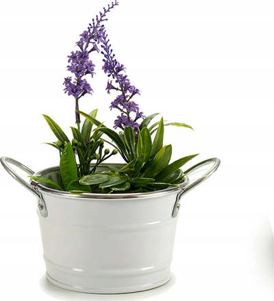 Vazo dekorative Planter Silver, metal, 12.5 x 8 x 17.5 cm, e bardhë argjendtë