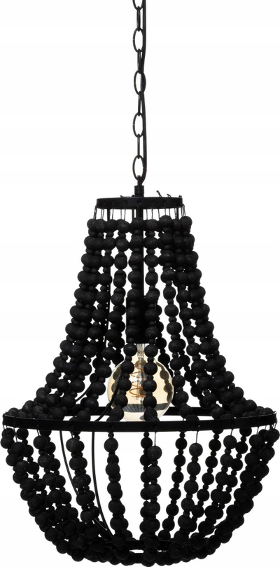 Luster tavani Atmosphera Suspension Pearls Goya Black, H 53 cm, dru pishe me hekur, ngjyrë e zezë