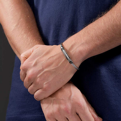 Byzylyk për meshkuj Police, i argjendtë/zi