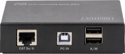 Ekstender KVM USB Digitus me kabllo rrjeti Cat 5, deri në 200 m, Cat 5e/6, ngjyrë e zezë