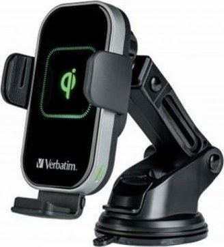 Mbajtëse telefoni për makinë Verbatim FWC-02, karikues wireless 15W, Qi Fast Charge, e zezë