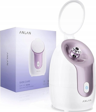 Паробран за лице ANLAN Hot Nano, со интегрирано огледало, жежок пареа, бело-виолетов