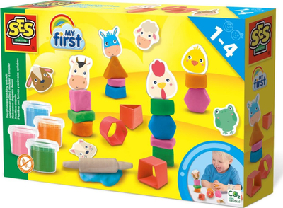 Set plasteline Ses Creative My First Dough Shape Stacking Animals, 1-4 vjeç, shumëngjyrësh