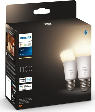Llamba smart Philips Hue White A60 E27, 1100 lumen, set 2 copë