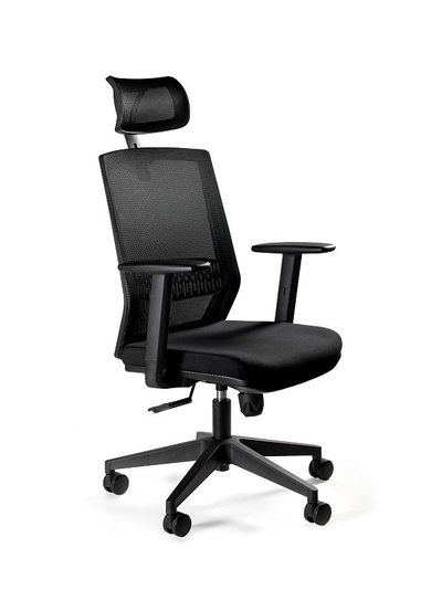 Karrige zyre rrotulluese Unique Esta Black, ergonomike, me mbështetëse krahu, e zezë