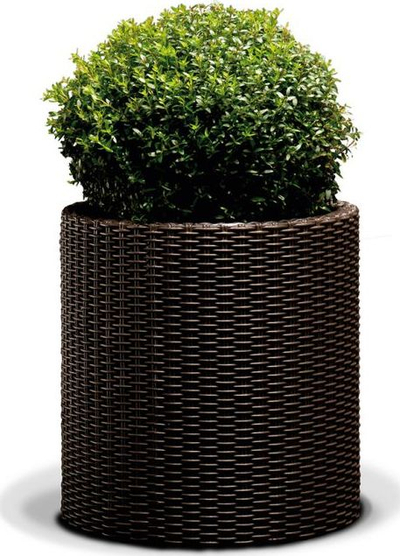 Vazo lulesh Keter Cylinder L, 43.7 x 44.3 cm, plastikë ratan, kafe