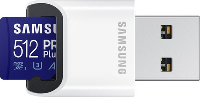Kartë memorie Samsung PRO Plus 512GB MicroSDXC UHS I U3, 160MB/s, blu