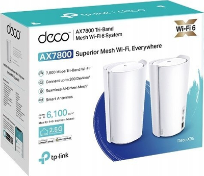 Sistem mesh WiFi TP-Link Deco X95, AX7800, tri-band, i bardhë