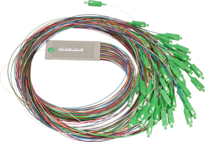 Splitter optik Extralink 1:64 PLC, SC APC, fibër 1.5 m, kuti çeliku