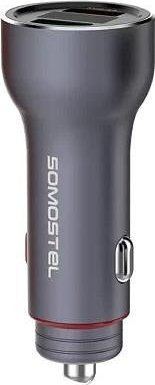 Автомобилски полнач Somostel SMS-A89, 2xUSB, Quick Charge 3.0, сив