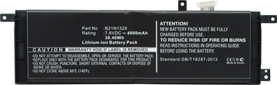 Bateri laptopi Asus B21N1329, 4000mAh, 30.4Wh, e zezë