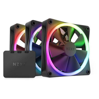 Вентилатор за куќиште NZXT F120 RGB, 120 mm, сет од 3 парчиња, црн