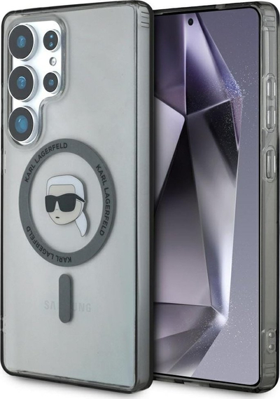 Kapak telefoni Karl Lagerfeld Button MagSafe për Galaxy S25 Ultra, TPU PC, me MagSafe, transparent