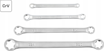 Set çelësa unazorë të dyfishtë Hogert Technik HT1W590, 4 copë, çelik krom vanadium, argjendtë