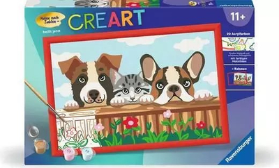 Сет сликање Ravensburger CreArt 23855 Мачки и Кучиња, Сликање по броеви, од 11 години