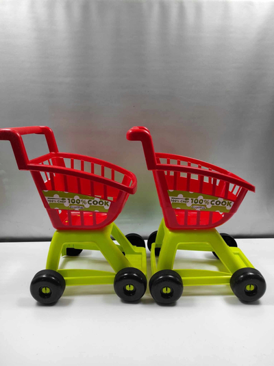 Karrocë lodër supermarket Ecoiffier Empty, plastike, me 4 rrota, e kuqe jeshile