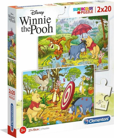Puzzle Clementoni Winnie the Pooh, 2 x 20 elemente, 27 x 19 cm