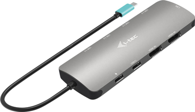 Docking station USB C i tec Metal Nano, 2x HDMI, PD 100W, gri metalik