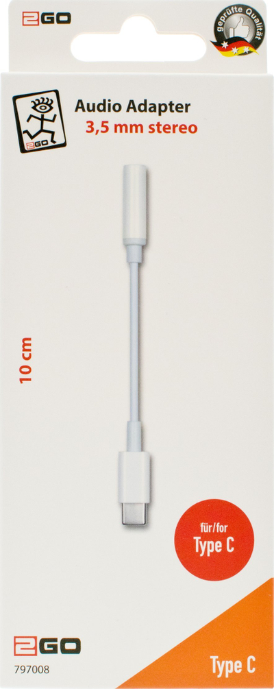 Adapter audio 2GO, 3.5mm në USB Type C, i bardhë