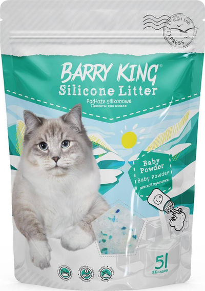 Rërë higjienike për mace Barry King Baby Powder, silikon, 5L